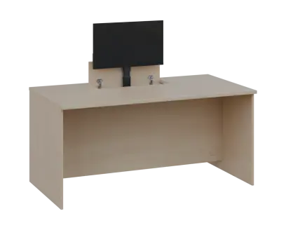 PLVM 18 - 16 stůl kancelářský s výsuvem (1x) monitoru, dřevěná podnož, deska 18 mm, široký 1600 mm, bříza irská